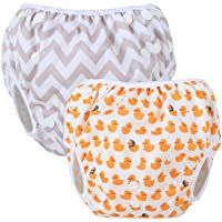 Teamoy Pañales bañadores Reutilizable- Pañal Bañador (2 Piezas) Pañal de natar Pantalones de Entrenamiento- Adorable…